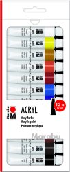 Marabu Acrylfarben 12er-Sortierung, 12 x 12 ml Tuben