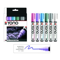 Marabu YONO Marker Set PASTEL, 6 x 1,5-3 mm