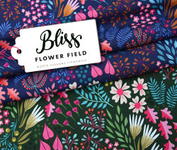 Albstoffe Sparkle Bliss - Flower Fields Blau
